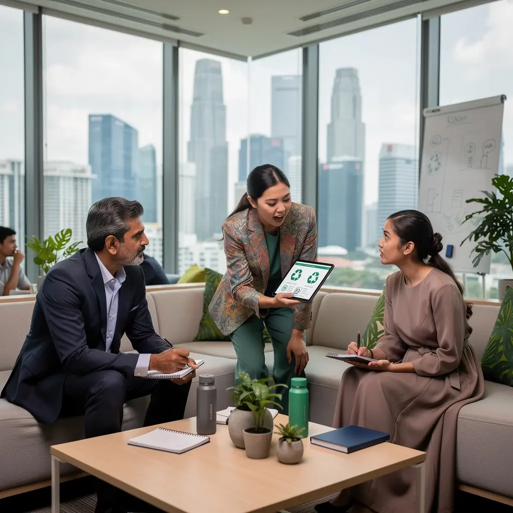 Professional team collaborating in modern office